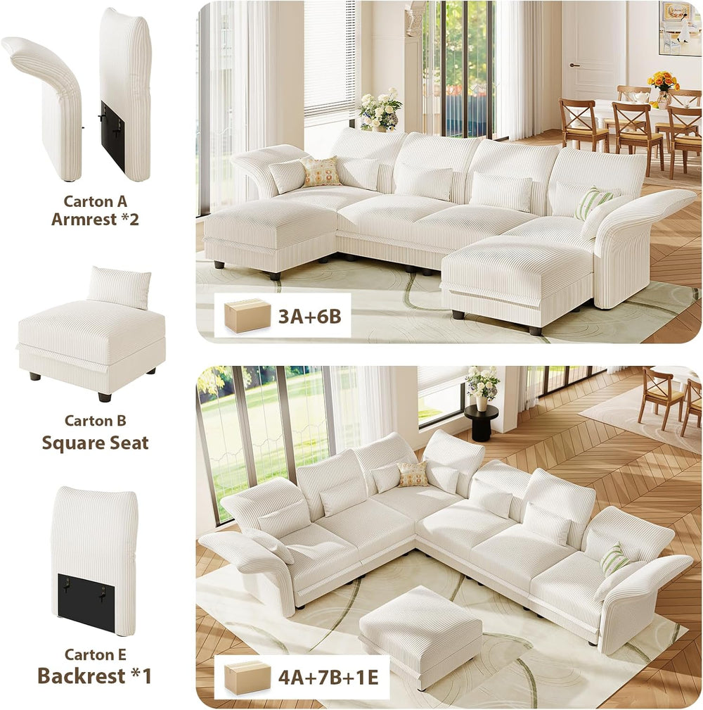 LLappuil 10 Seater Sectional Sofa with Storage, Large U Shaped Modular Sectio...