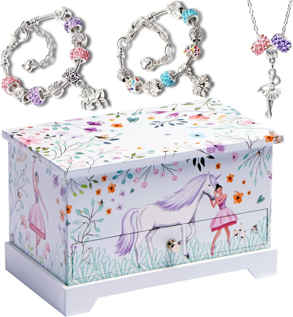 Ballerina Unicorn Kids Jewelry Box for Girls & Little Girls Jewelry Box Organizer - A unicorn music box gift