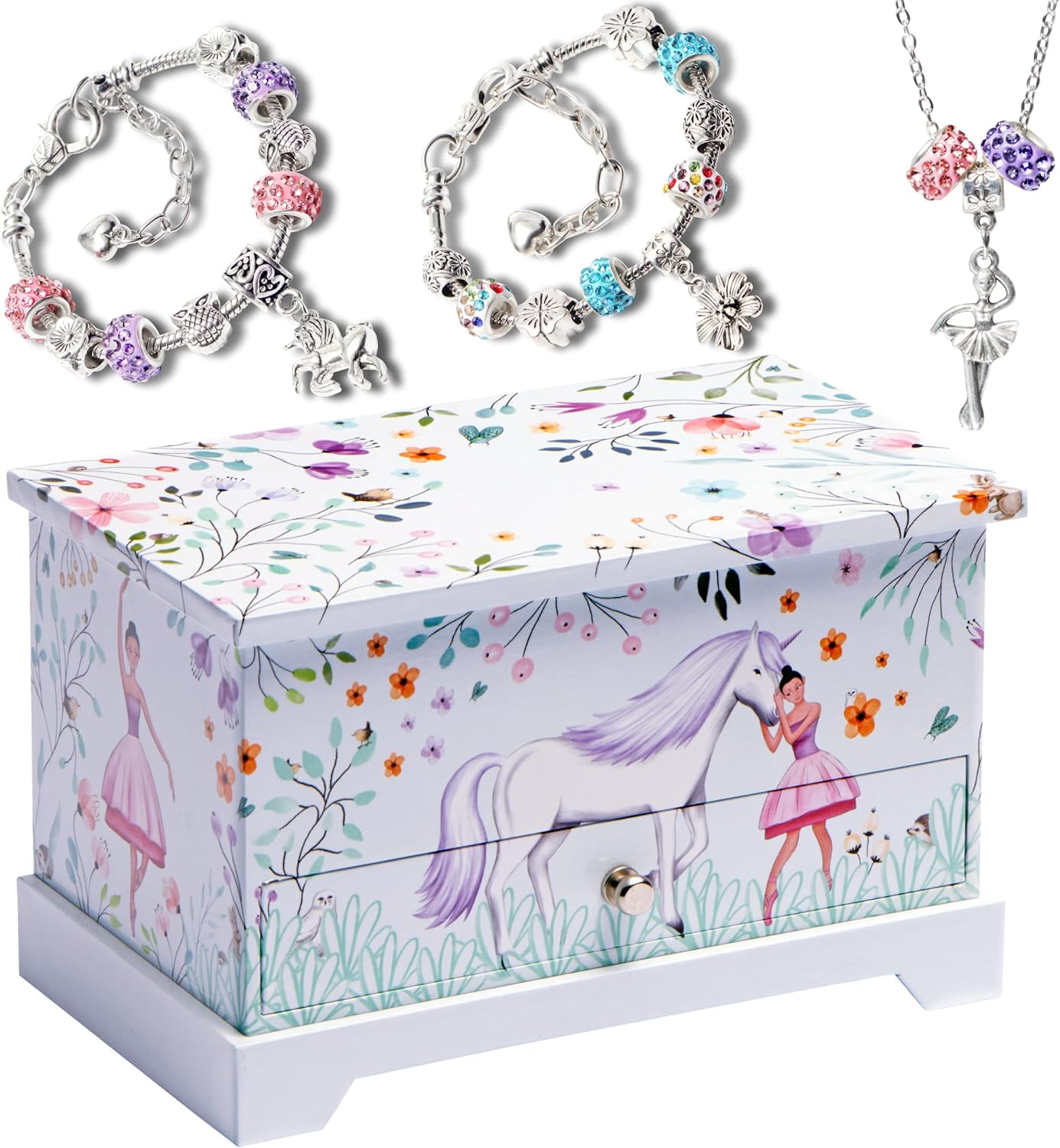 Ballerina Unicorn Kids Jewelry Box for Girls & Little Girls Jewelry Box Organizer - A unicorn music box gift