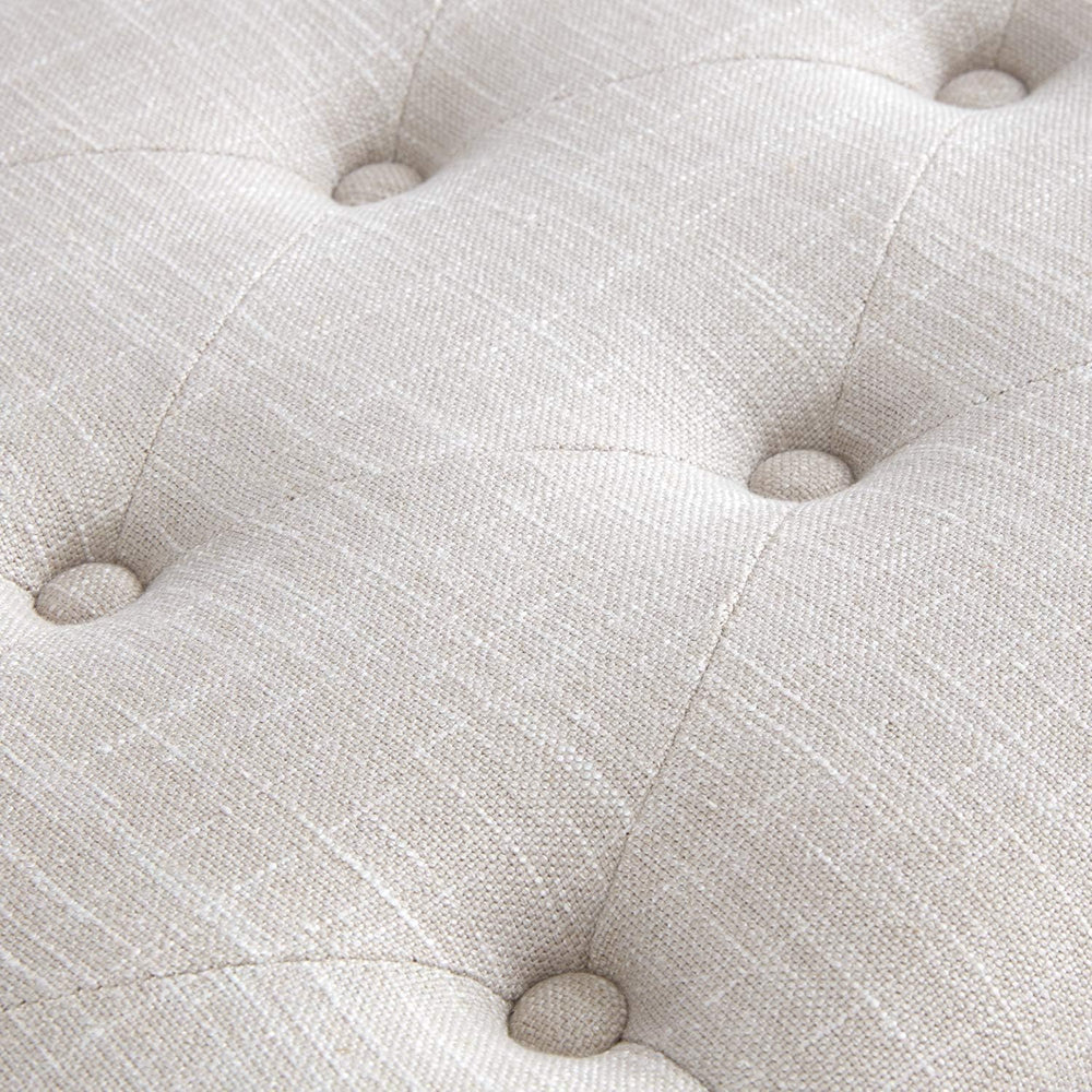 HUIMO Upholstered Bench, Button Tufted Dining Bench (Beige) | with Solid Wood...