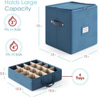 Hearth & Harbor Christmas Ornament Storage Box With 4 Inner Tray Dividers - Non-Woven Ornament Storage Container For 64 Holiday Ornaments or Decorations