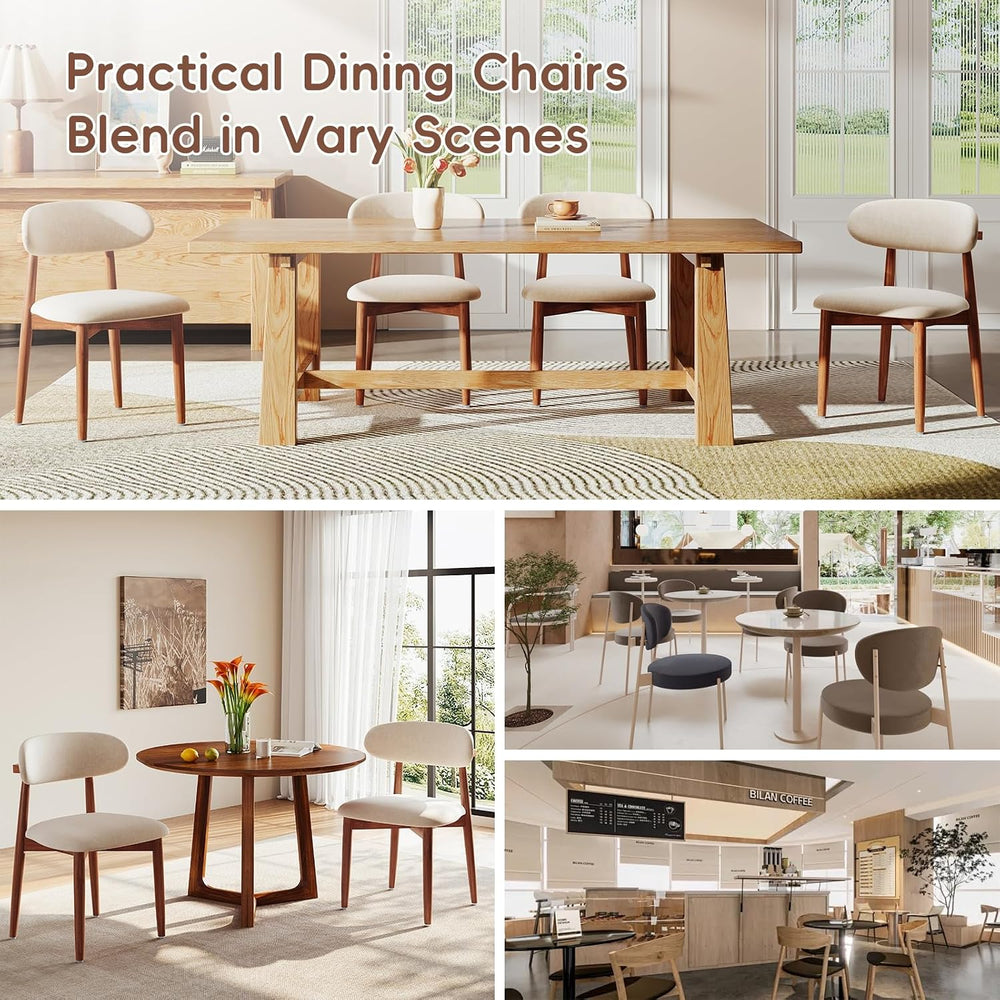 Wood Dining Chairs Set of 2, Modern Kitchen Chair, Upholstered Dining Chair w...