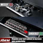 AMM 9-Piece Socket Organizer, 1/2, 3/8 & 1/4 inch Drive ABS Socket Holder, Heavy Duty Socket Racks
