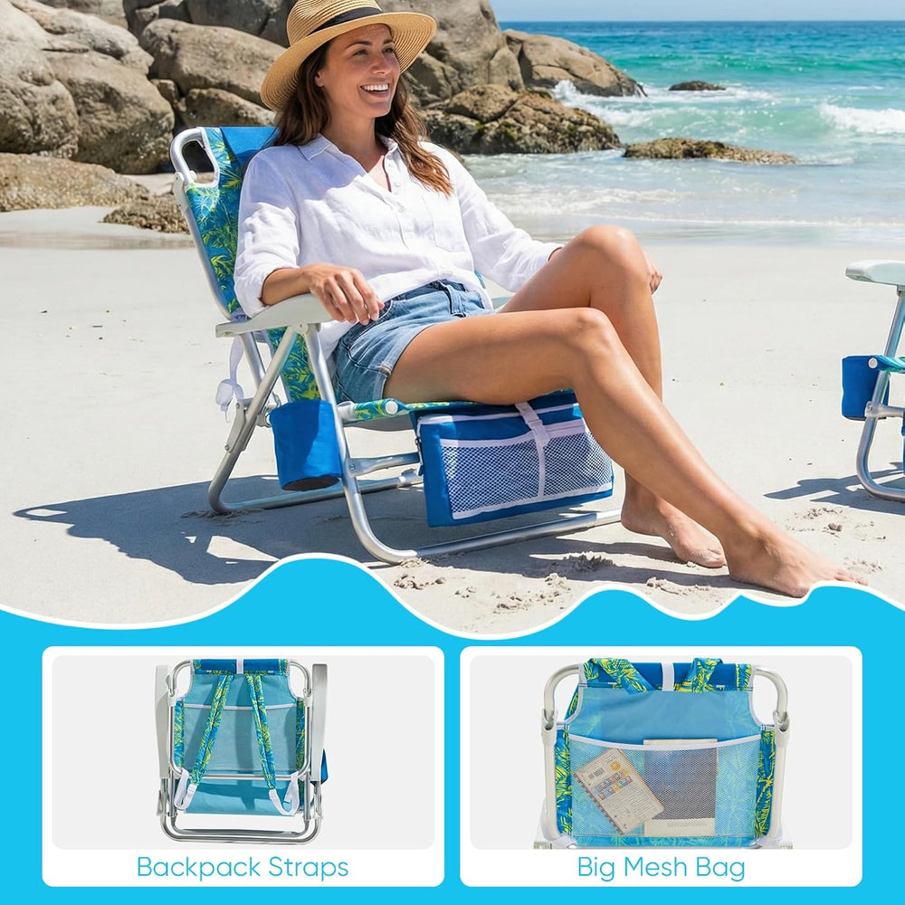 Old Bahama Bay Beach Chairs for Adults, 7-Position Classic Lay Flat Beach Cha...