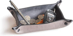 Main Street Forge Leather Valet Tray for Men – Rustic EDC Organizer for Keys, Phone & Wallet – Made in USA – Avalanche Gray