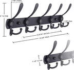 Dseap Coat Rack Wall Mounted - 5 Tri Hooks, Heavy Duty, Stainless Steel, Metal Coat Hook Rail for Coat Hat Towel Purse Robes Mudroom Bathroom Entryway, Green