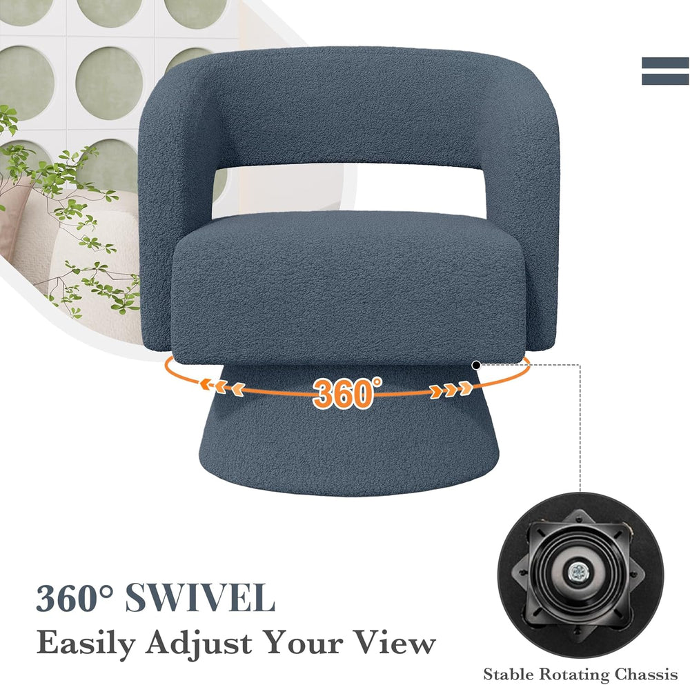 Luxanimarion Swivel Barrel Accent Chair,Oversized Teddy Upholstered Round Swi...