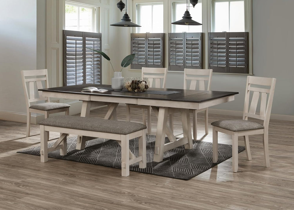 WILLIAMSPACE 94" Extendable Dining Table Set for 6, Rustic Farmhouse Rec...