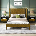 Bme Ethan Queen Bed Frame with Diamond Headboard, Mid-Century Modern, Solid Acacia Wood, No Box Spring Needed, Fits All Mattresses, Rustic Brown
