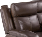 Watson & Whitely Genuine Leather Wall Hugger Power Recliner Loveseat, Brown | 2 Seater Reclining Sofa, Adjustable Power Headrests, USB & Type-C Charging Ports, Dual Recliners, Living Room & RV