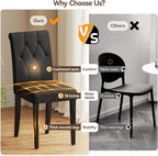 Upholstered Dining Chairs Set of 2, Button Tufted Parsons Dining Chair with Solid Wood Legs, Modern Fabric Side Chair for Dining Room/Kitchen/Restaurant/Hotel- Black