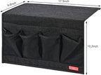 Linen 6 Pockets Bedside Caddy, Bedside Storage Organizer for Magazine, Remotes, Phone (Black)