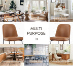 COLAMY Dining Chairs Set of 4, Modern Dining Chair, Leather Upholstered Dining Chairs, Kitchen Chairs with Curved Back and Metal Legs for Dining Room Kitchen Restaurant, Brown