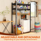 Height-Adjustable Bathroom & Laundry Storage Shelf, 3-Tier Metal Organizer Rack for Washer Dryer, Sturdy Shelving Unit for Bathroom Essentials, 63 x 35.4 x 13.8 Inches