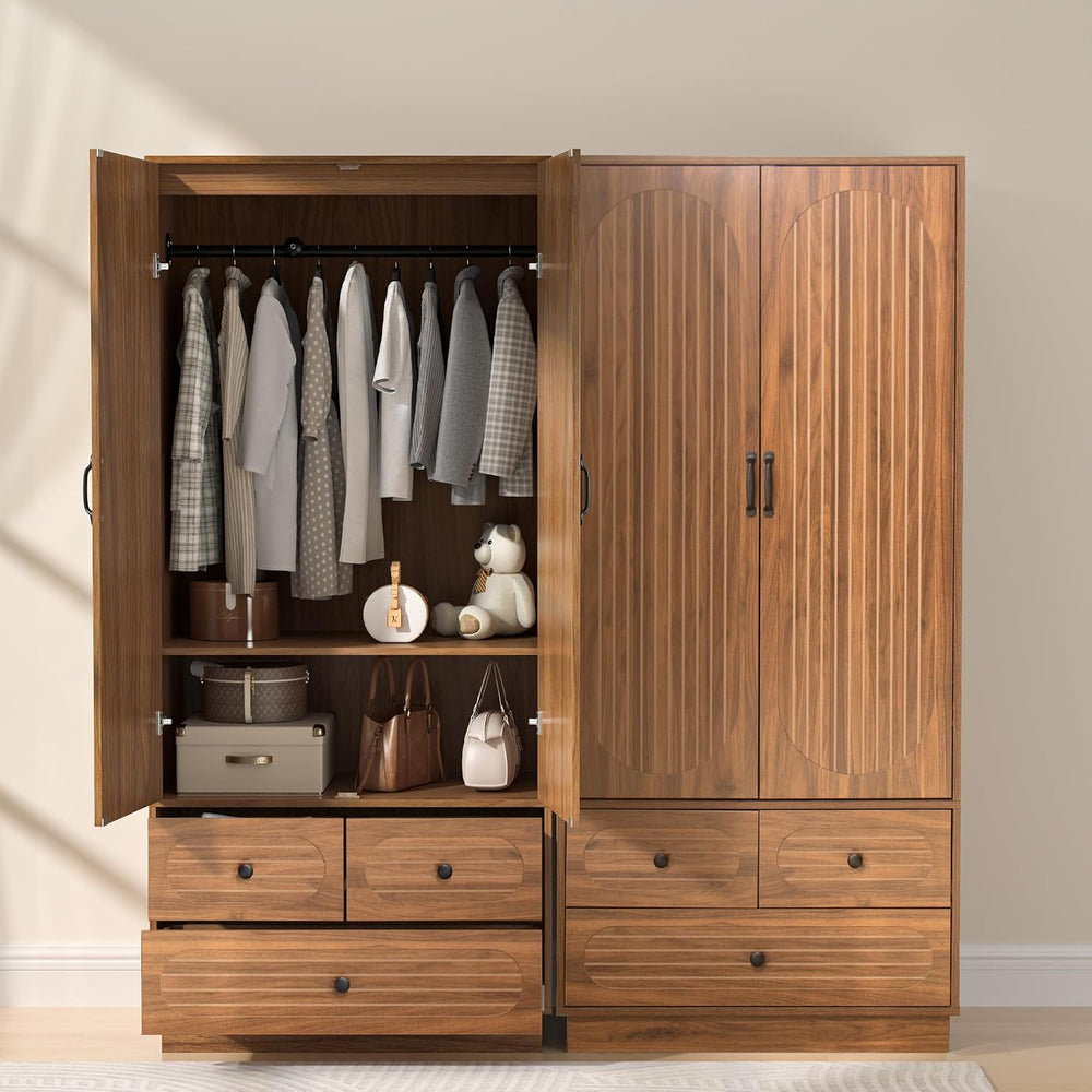 Jluomei Armoire Wardrobe Closet with Doors, Wardrobe Cabinet with 3 Drawers, ...
