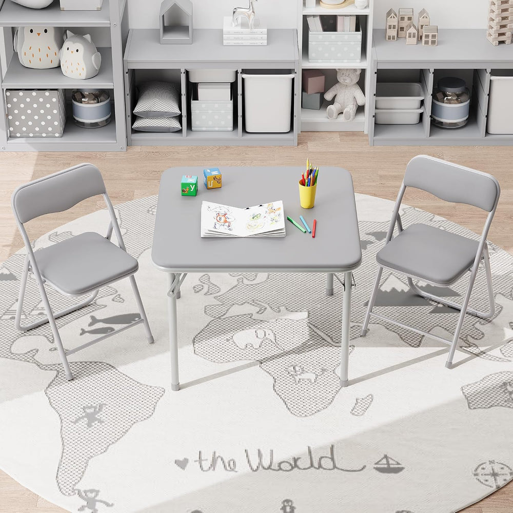 GAOMON Boys and Girls Folding Table and Chairs Set of 3, Portable Table and C...