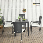 Outsunny Stackable PE Rattan Outdoor Dining Chairs with Cushions, Set of 4 Patio Wicker Dining Chairs with Armrests and Backrest for Patio, Deck, Cream White