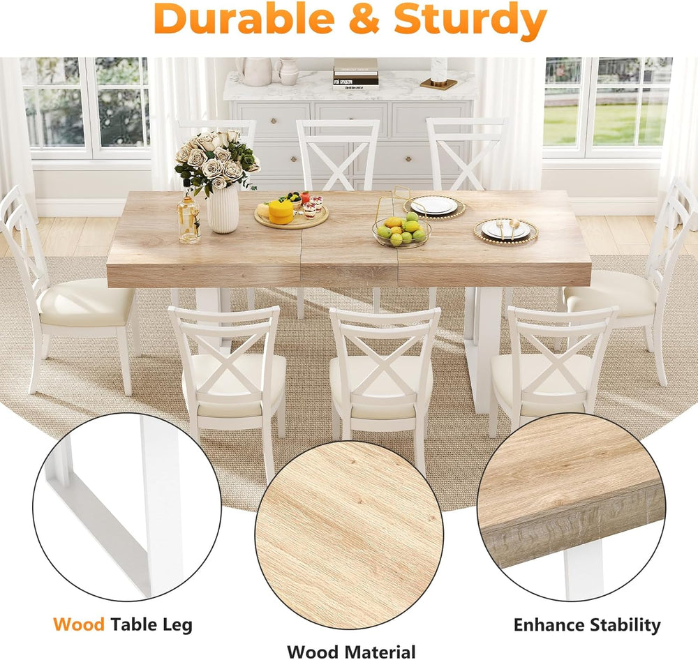 Zevemomo 63"-78.7" Expandable Dining Table, 6-10 Extendable Dining ...