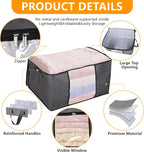 90L Large Blanket Storage Bags, 8 Pack Clothes Storage Bag Comforter Storage Bin with Reinforced Handle and Lid Foldable Closet Organizer and Storage Containers for Bedding Sheets and Duvet