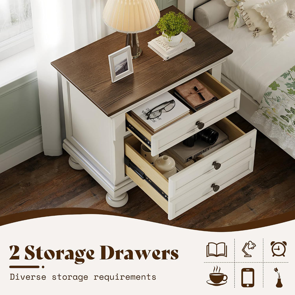 AMERLIFE Fully Assembled Nightstands Set of 2, Solid Wood End Tables | 26&quo...