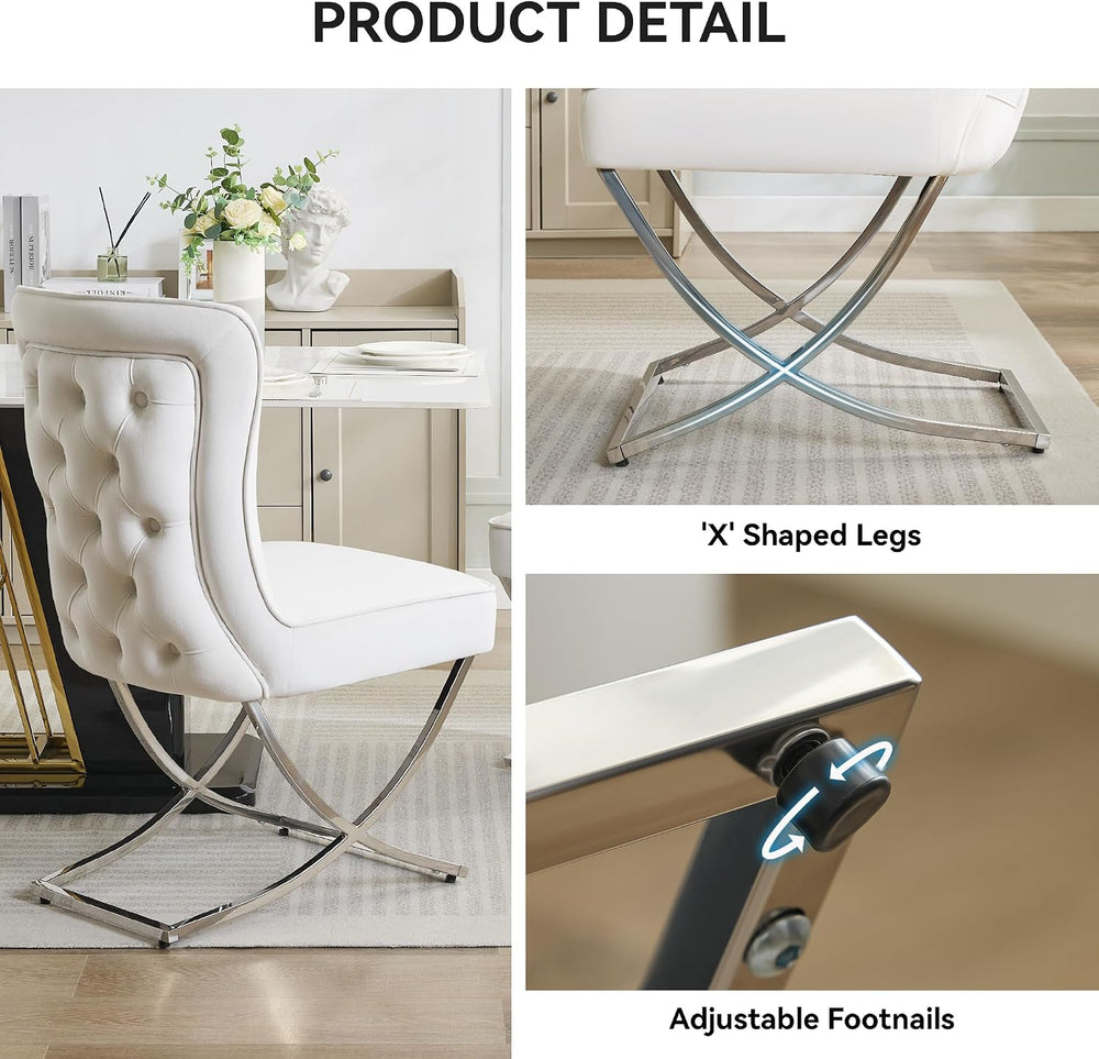 WUTUTUEE Luxury Velvet Dining Chairs, Tufted Upholstered Armless Accent Chair...