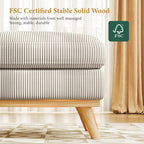 Vesgantti Large Ottoman for Modular Sofa, 29.5" Corduroy Ottoman with Spring Cushion, Rectangle Foot Rest for Couch, Entrance Footstool with Wood Legs, Footstool for Living Room, Bedroom, Light Gray