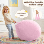 Stuffed Animal Storage Bean Bag Chair Cover, No Filler Bean Bag Cover | Soft Velvet, Stuffed Animal Storage Chair, Reinforced Stitching, with Handle, Durable Zipper, for Kids Teens Adults Girls