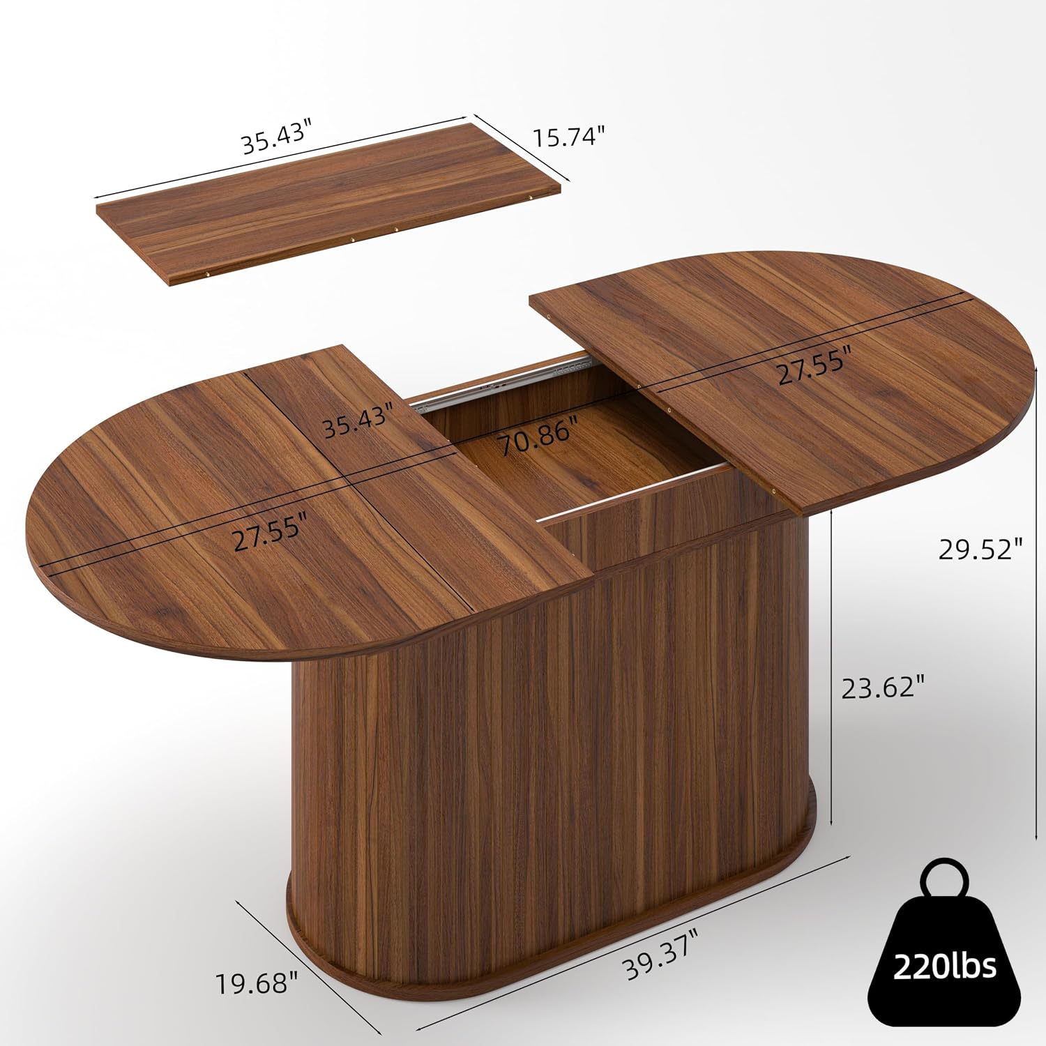 55"-71" Extendable Dining Table Set for 8, Oval Dining Room Table Set for 8, Modern Wood Kitchen Table Upholstered Chairs Set of 8, Ideal for Dining Room,Office, Space-Saving