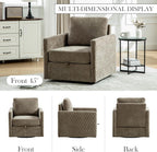 Aoiy & Wifon 29.5''W Swivel Accent Chair, Comfy Modern Square Arm Chair with Hidden Storage for Living Room/Bedroom/Office, Chenille, Taupe