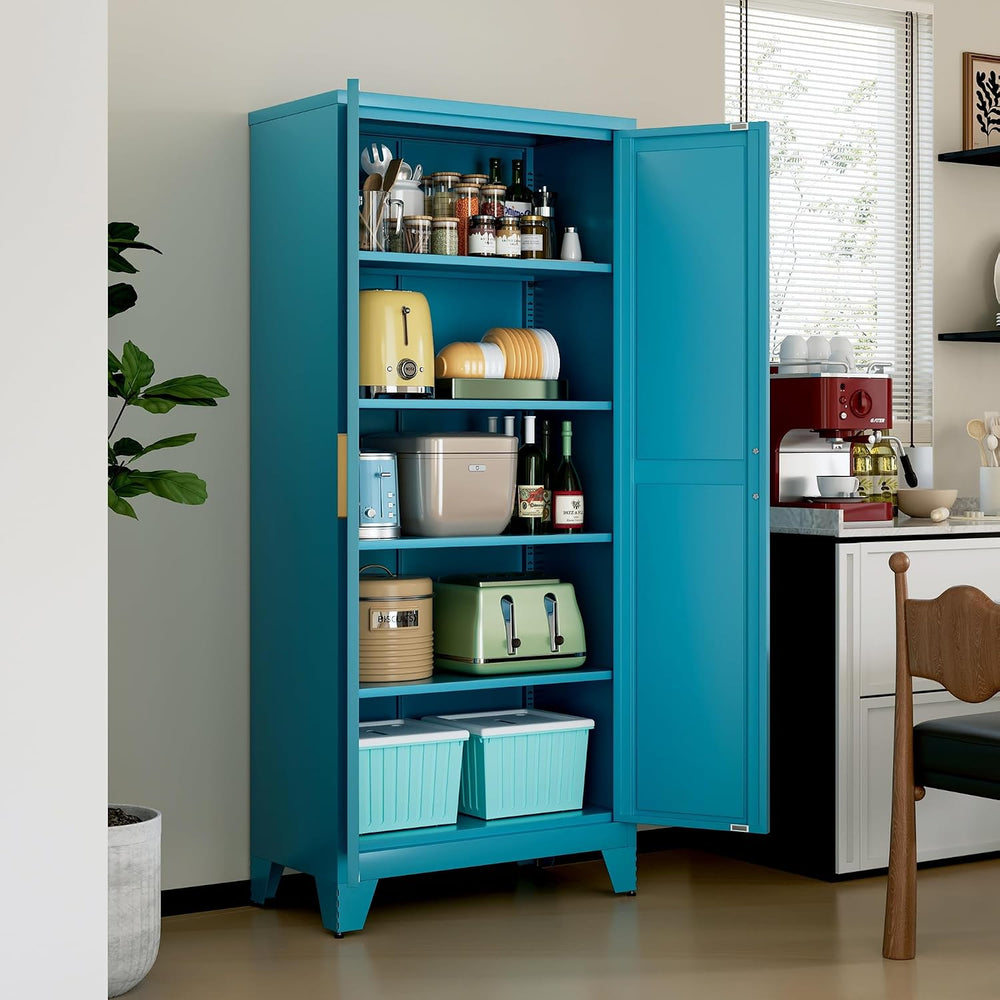 LCAOPC 71" Tall Metal Storage Cabinet with 2 Doors and 4 Adjustable Shel...