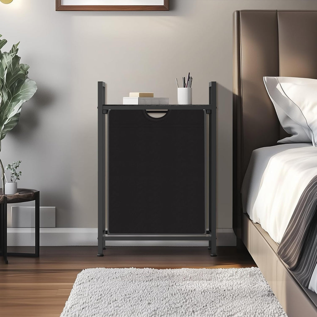 Laundry Sorter with Removable Bag, 16 Gallons Laundry Hamper with Adjustable Feet, Laundry Basket for Laundry Room, Bathroom and Bedroom(Charcoal Black)