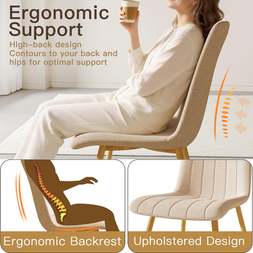 High Back Upholstered Dining Chairs Set of 4, Beige