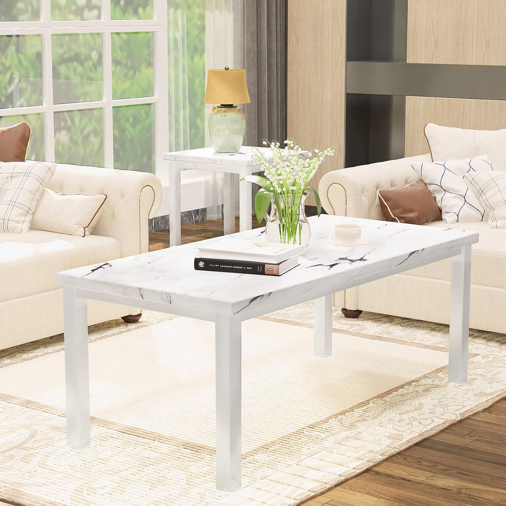 DKLGG Faux Marble Coffee Table Set of 3 Piece, Living Room Table Set Coffee T...