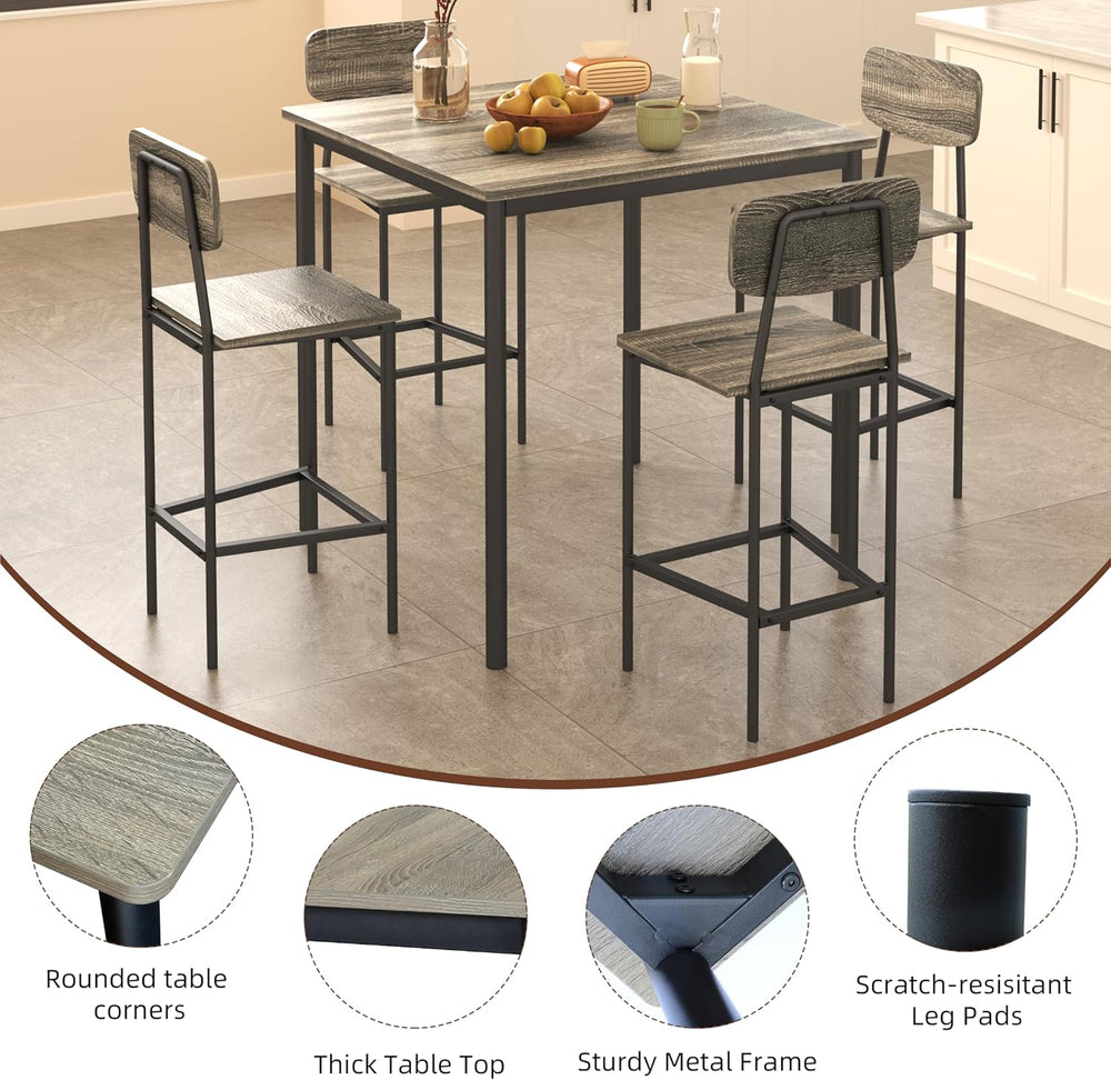 Kitchen Table and Chairs of 4, 5 Piece Dining Table Set | Sturdy Industrial S...