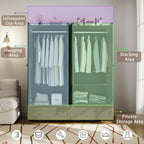 Armoire Wardrobe Closet with Doors: 74" Large Wardrobe Closet with 2 Drawers and 4 Doors, Modern Black Bedroom Armoires, Tall Closet Cabinet for Hanging Clothes (Black, 63")