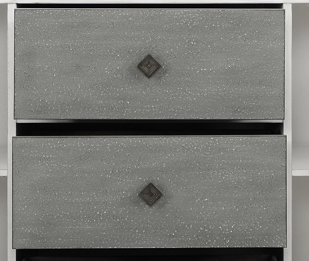 Rustic Gray & Weathered White Finish Server with Gray, White, Gray, White...