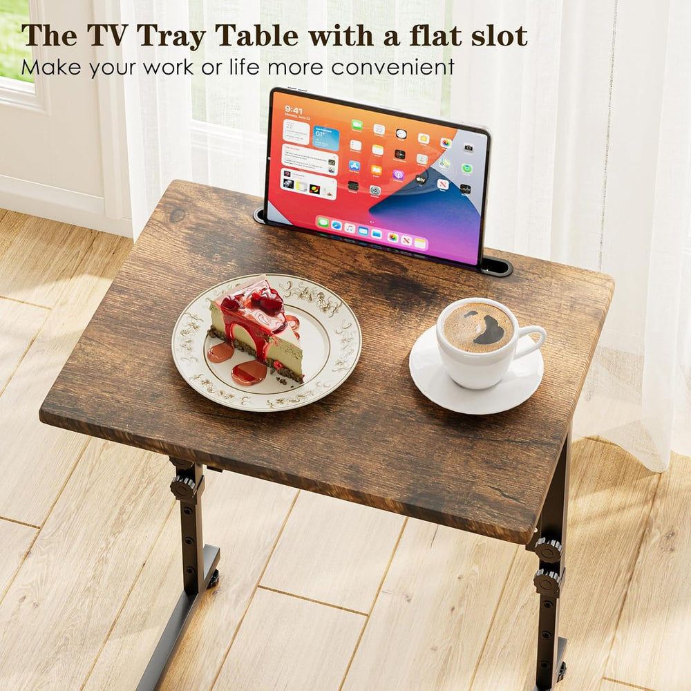Adjustable Folding TV Tray Table,TV Dinner Small Foldable C-Shaped End Table ...