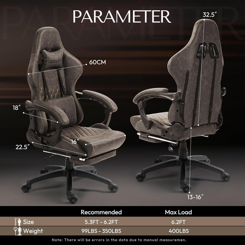 Dowinx Big & Tall Vintage Gaming Chair for Adults, 400 lb Capacity Heavy ...