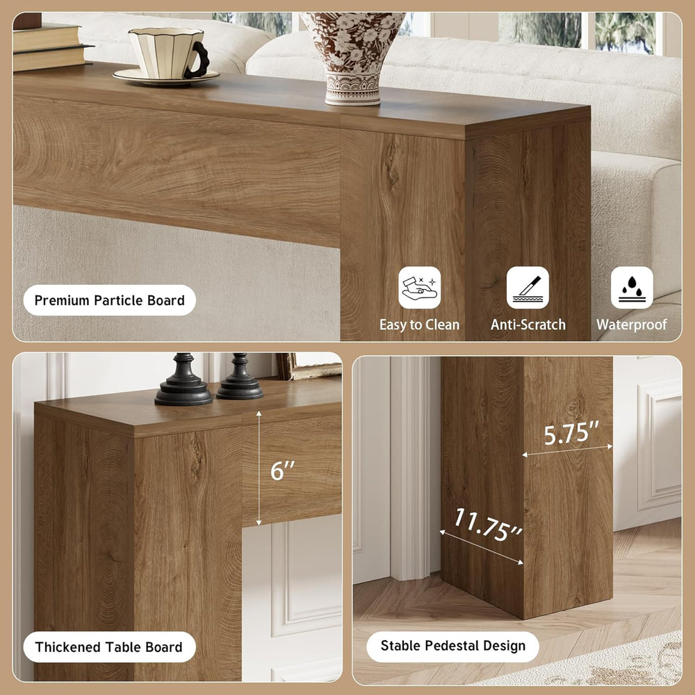 Epecoya 53-Inch Wood Console Table for Entryway Living Room, Oak Brown