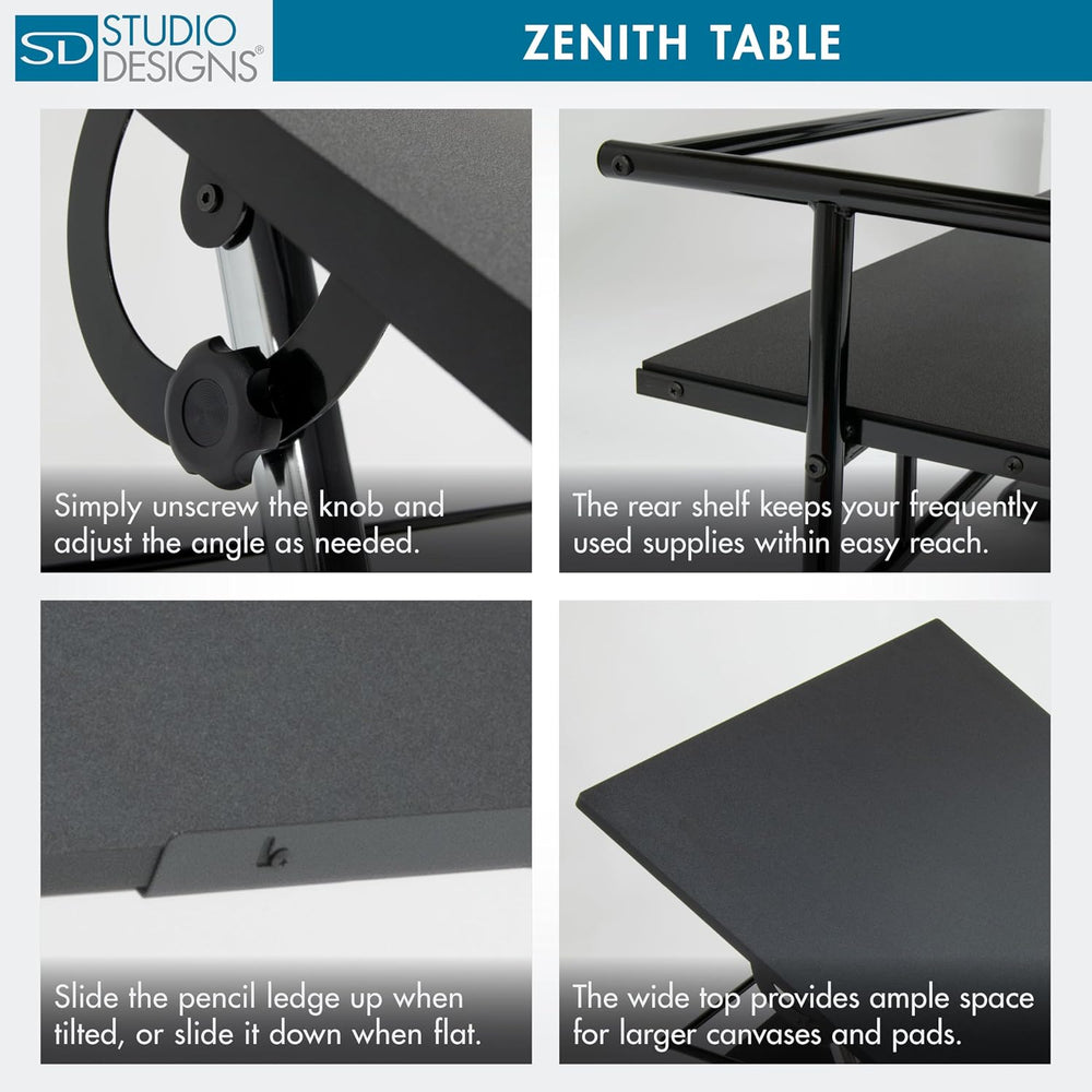 Studio Designs Zenith Drafting Table with Adjustable Height & Angle MDF W...