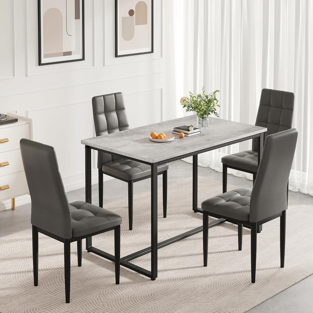 Dining Table Set for 4, PVC Faux Marble Kitchen Table Chairs Set of 4 with Up...