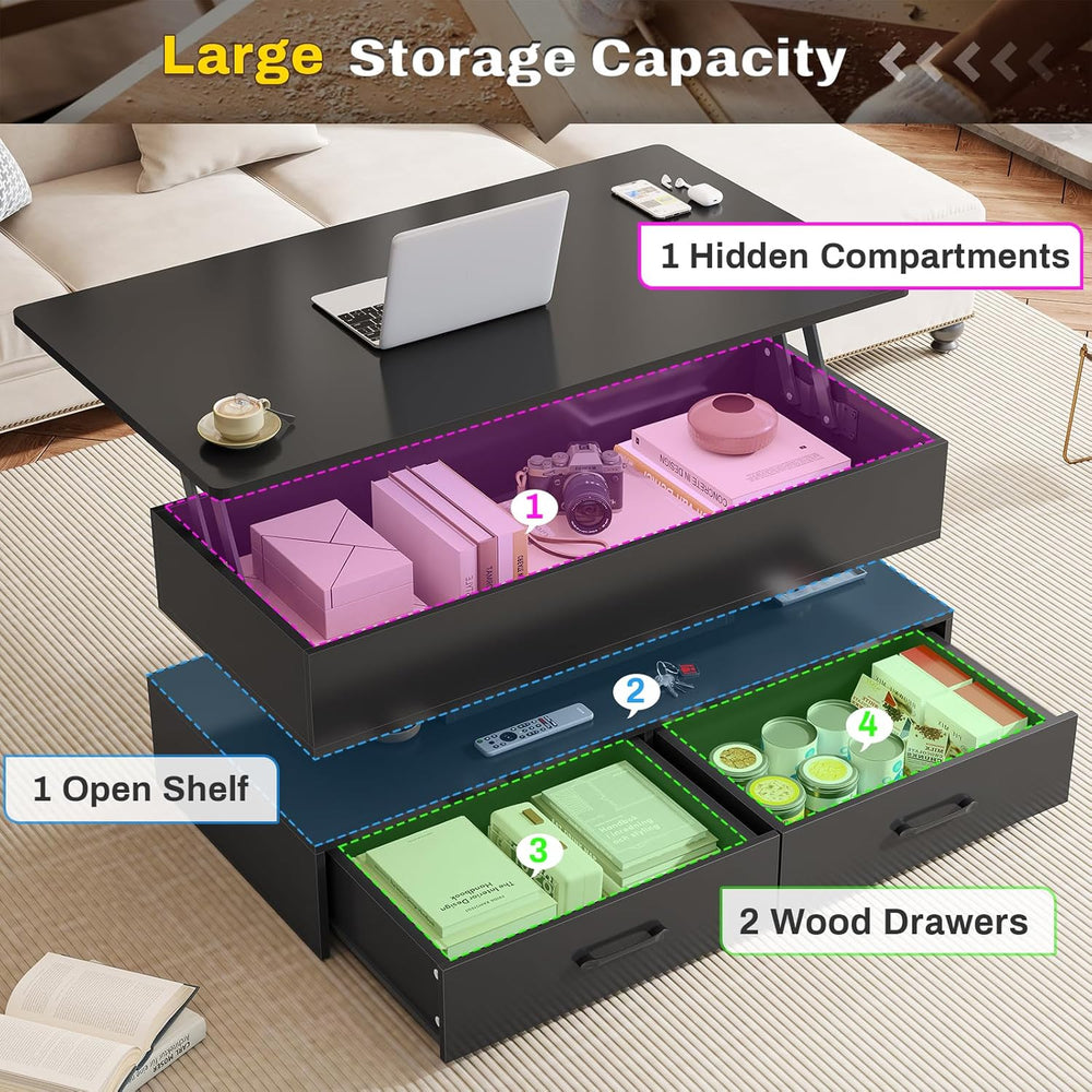 SEDETA 40" Lift Top Coffee Table, Coffee Tables with Storage for Living ...