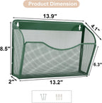 EASEPRES 3 Single Pocket Mesh Hanging File Organizer, Vertical Wall Mounted Magazine File Holder, Mount Basket Mail Paper Document Folder Organizing for Office, Home and School, Dark Green