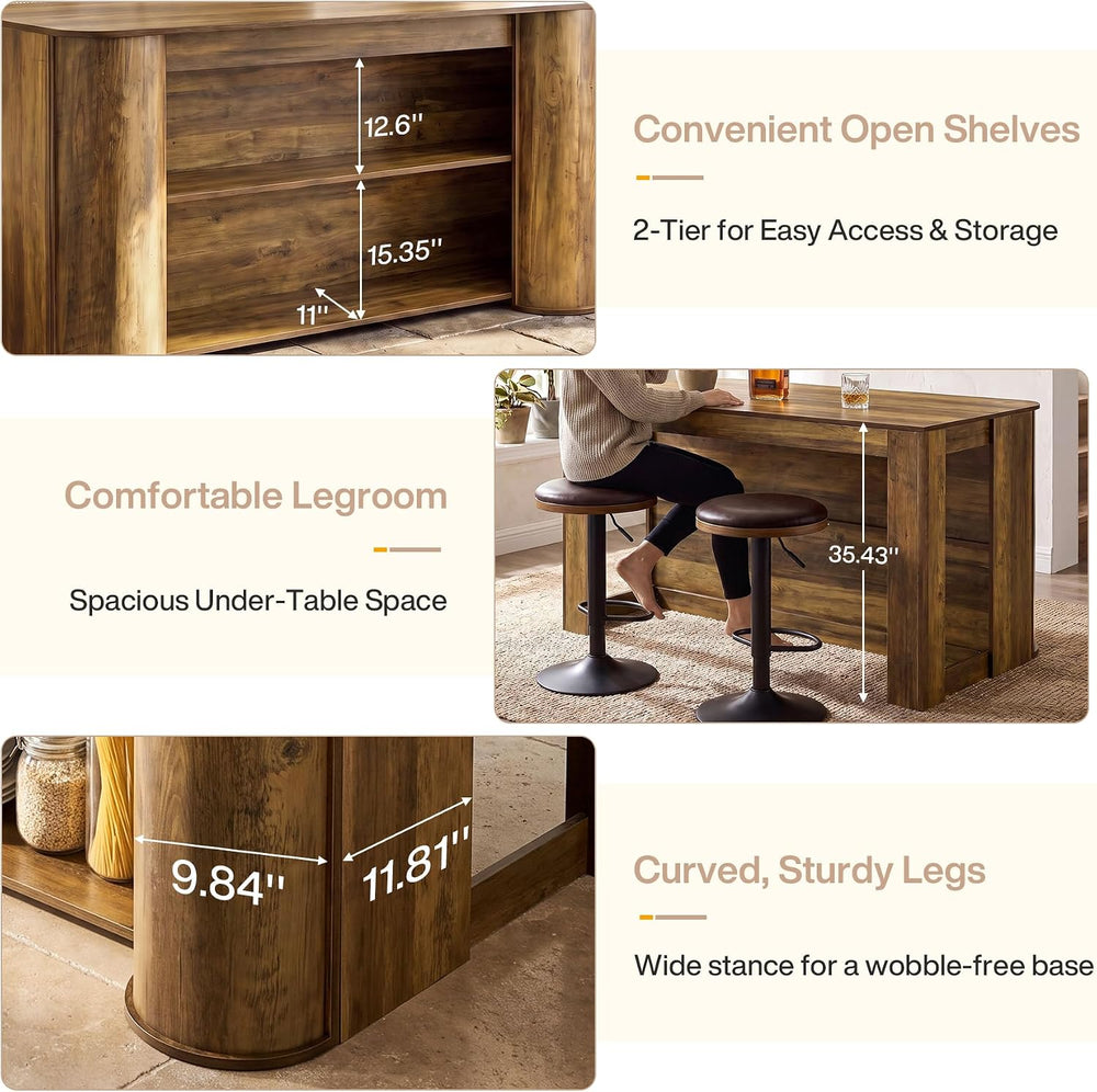 Tribesigns 55" Kitchen Island with Storage Shelves, Farmhouse Stationary...
