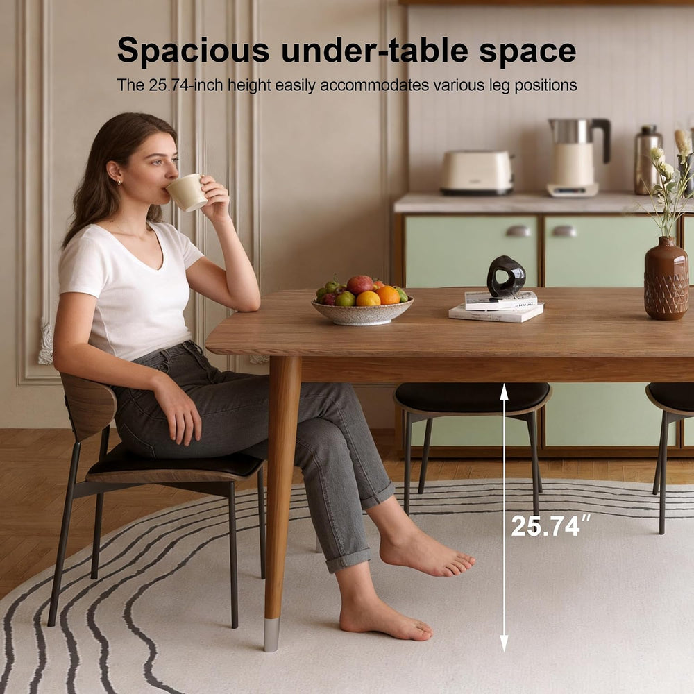 62.9" Solid Wood Dining Table for 4-6, Mid-Century Modern Rectangular Ki...