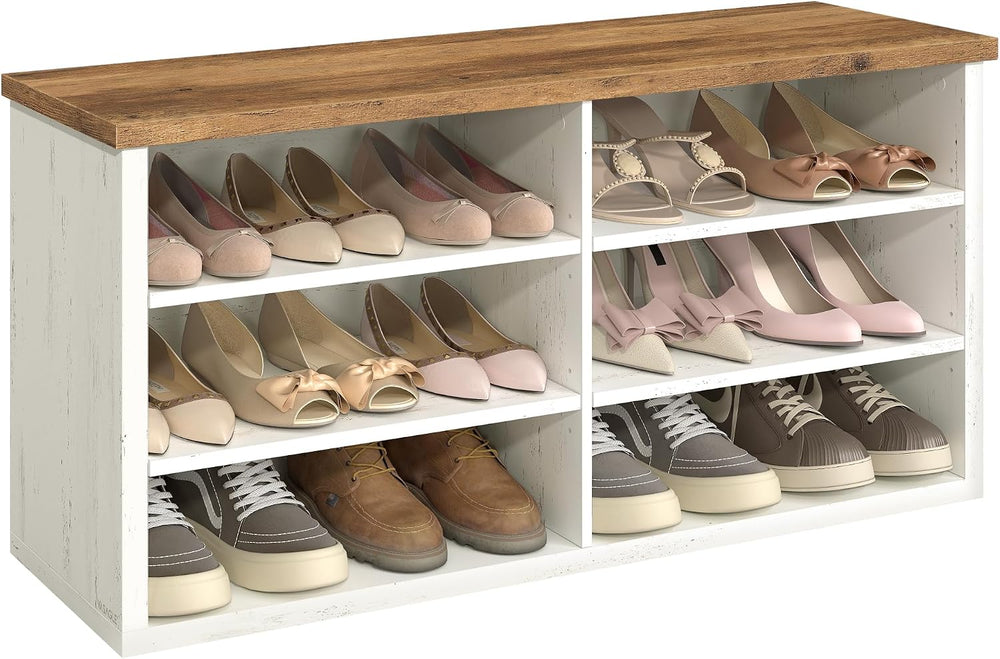 VASAGLE Shoe Bench, Storage Bench, 11.6 x 39.4 x 19.7 Inches | 6 Compartments...