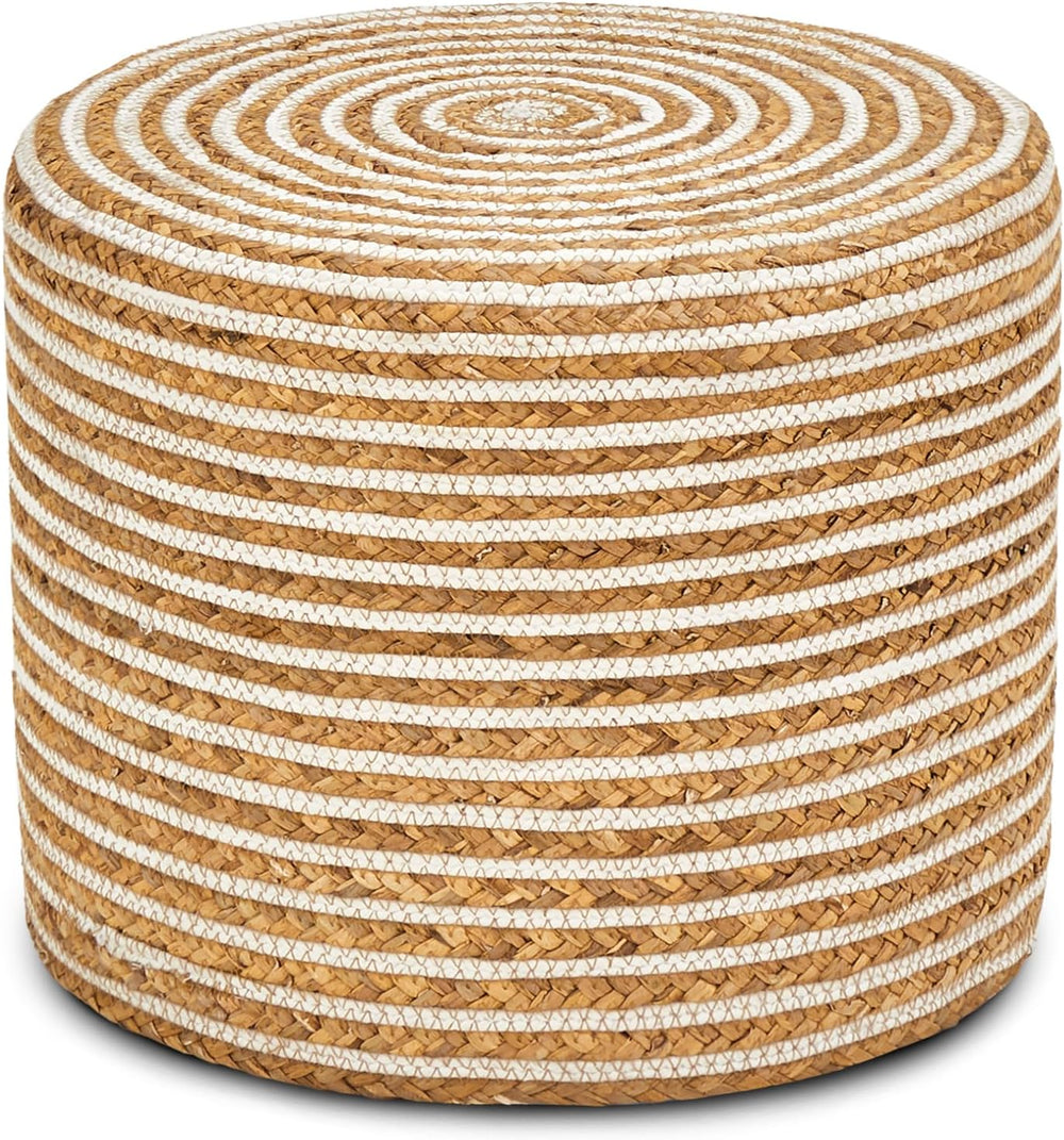 18'' Ottoman Pouf Natural Braided Poof Rustic Handweave Lounge Pouffe...