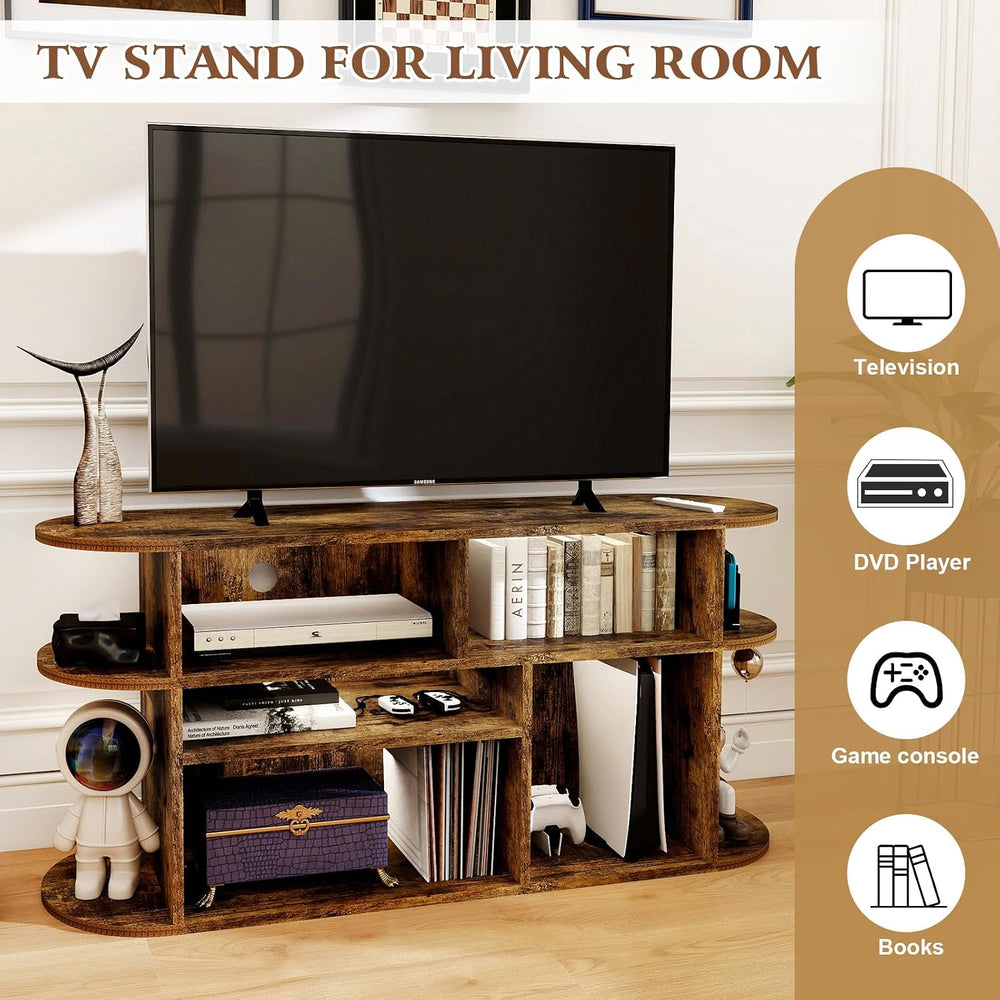 Solid Wood TV Stand for Living Room, Entertainment Center with Storage, TV Co...