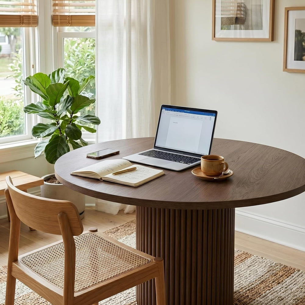 Comfy to go 40 inch Round Dining Table, Pedestal Dining Table with Concrete C...