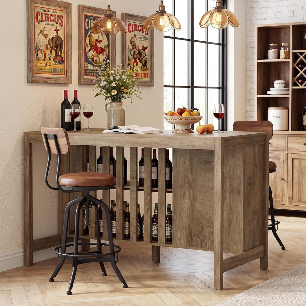 LITTLE TREE 55" Kitchen Island with Trash Can Storage, 3-Tier Island Tab...